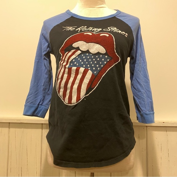 Rolling Stones North America Tour Lucky Brand Small Mouth American Flag Logo Tee - Picture 1 of 12